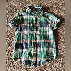Carters 2T green blue plaid short sleeve button down